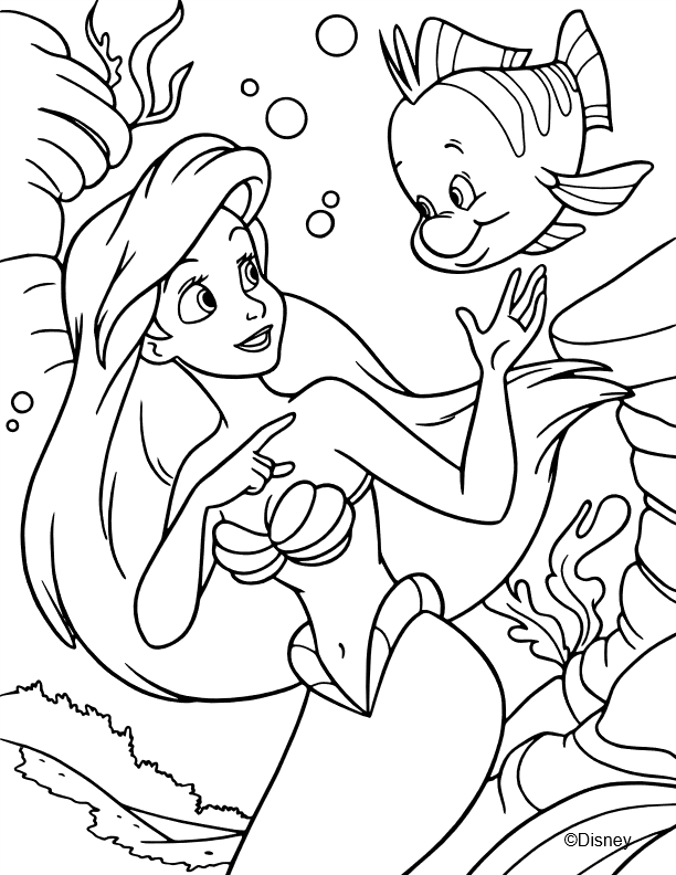 coloriage activite gratuit imprimer Disney Princesse Ariel petite sirene