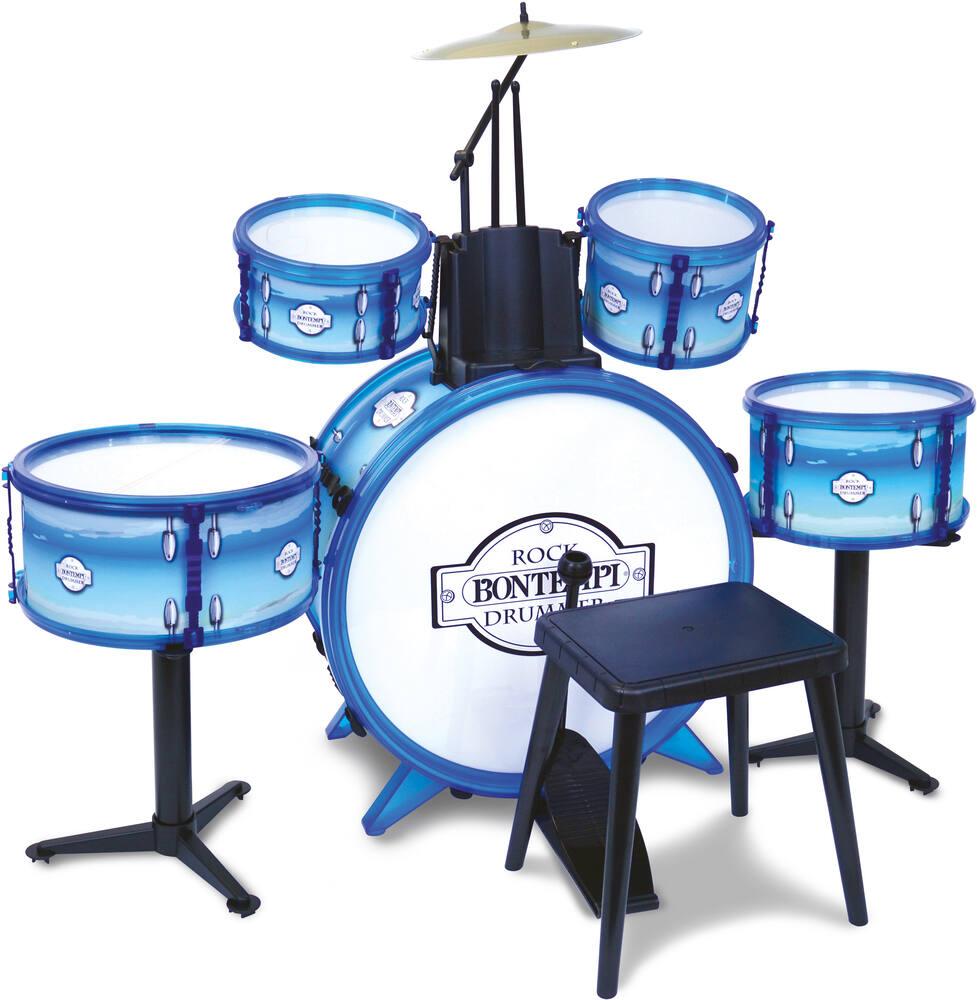 Kit Batterie Enfant 5 Tambours – Avec Tabouret, Cymbale, Baguettes, éclairage LED, Structure Inclinée 30°, Dès 3 Ans, éducatif
