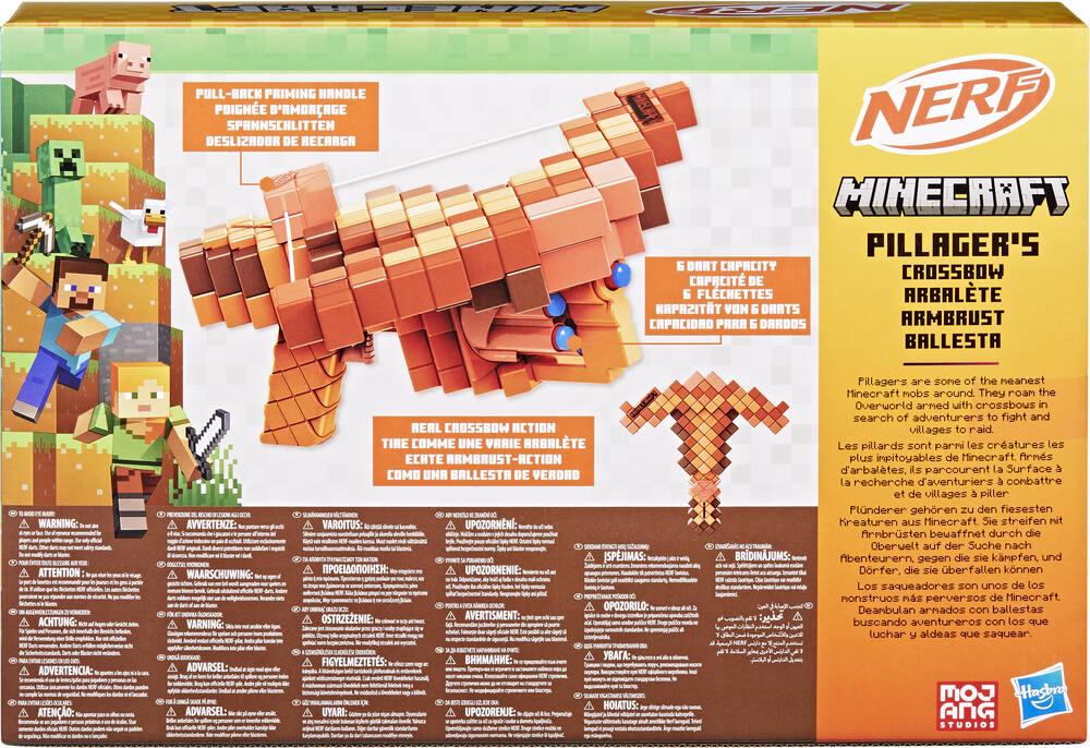 Nerf Minecraft Arbalète Pillager’s Crossbow – 3 Canons – 3 Fléchettes Elite – Tir Réel – Dès 8 Ans