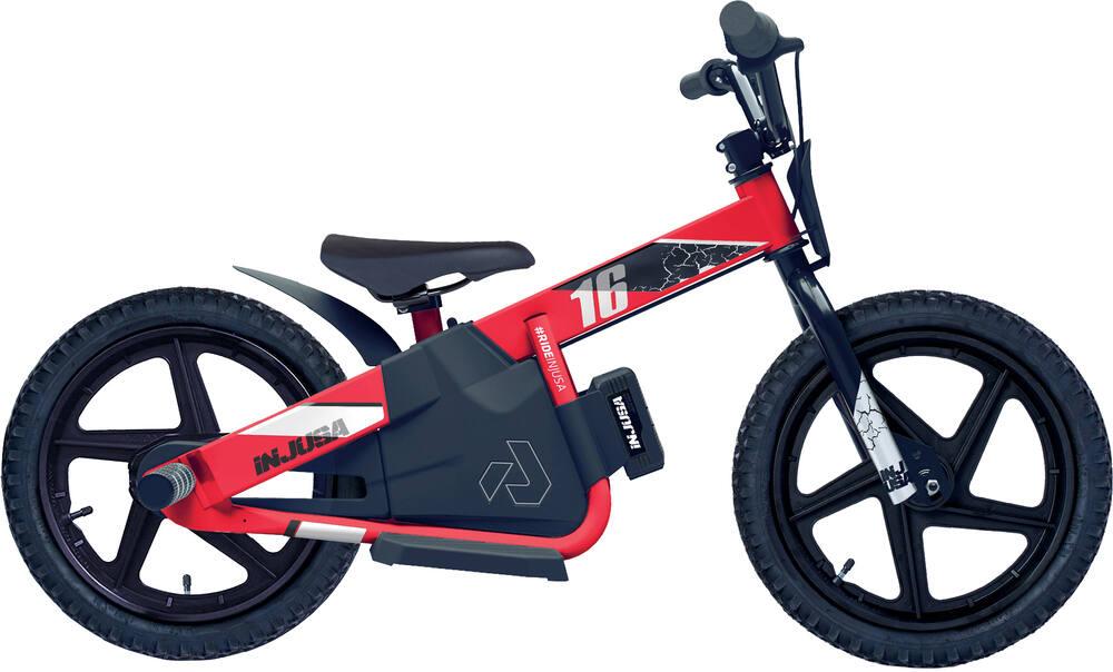 INJUSA Vélo électrique pour Enfant de 4 à 8 Ans avec Batterie 24 V, Roues  gonflables de 16, Frein à Tambour, sans pédales Vitesse maximale 16 km/h  Rouge : : Jeux et Jouets