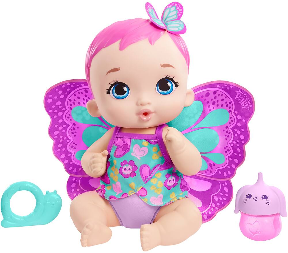 jouet pour enfant dès 2 ans HBH46 couffin-baignoire et 7 accessoires pour poupon bébé papillon My Garden Baby coffret Nénuphar 2-en-1 