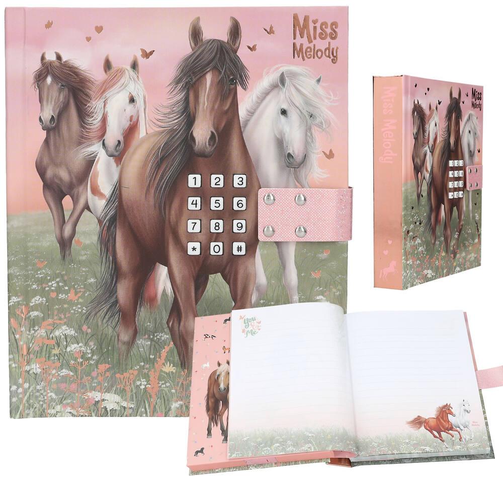 Depesche Miss Melody Sundown 12419 Agenda Avec Code Numéroté Et Son Livre Avec Motif Cheval Et 80 Pages Lignees Colorees Illustrees