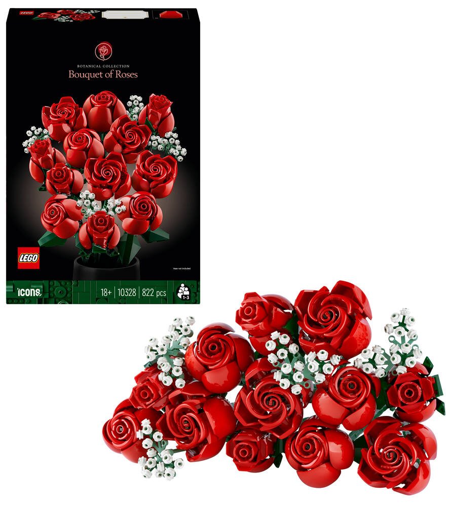 Lego®icons 10328 - le bouquet de fleurs rose, jeux de constructions &  maquettes
