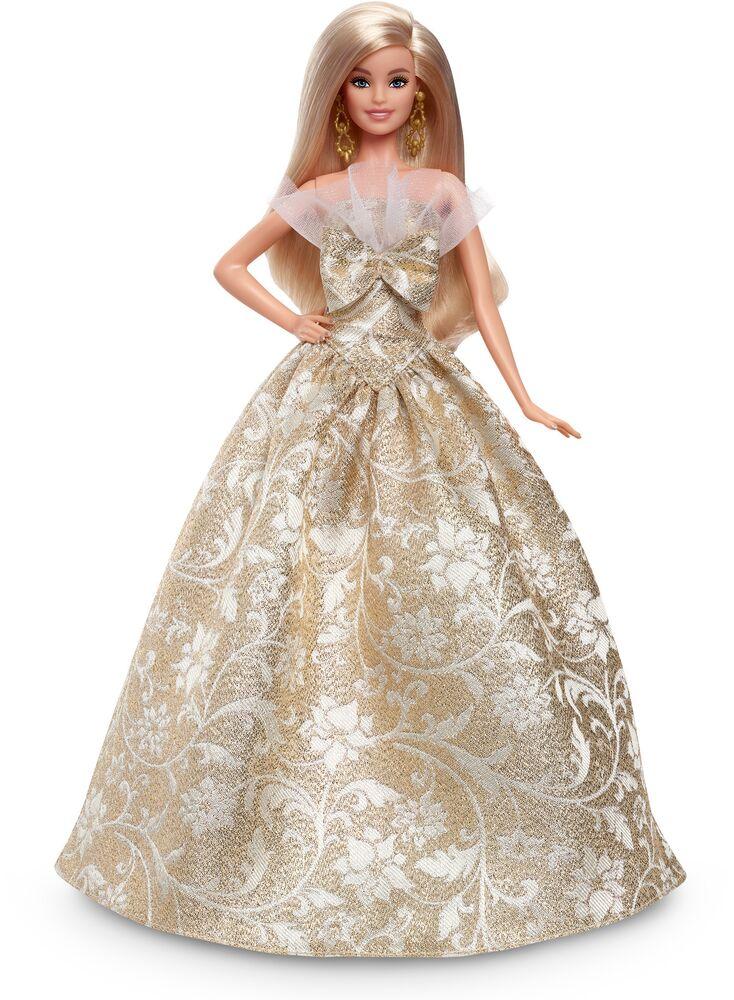 Barbie Signature poupée de Collection Joyeux Noël en Robe dorée, édition 2020, Jouet Collector