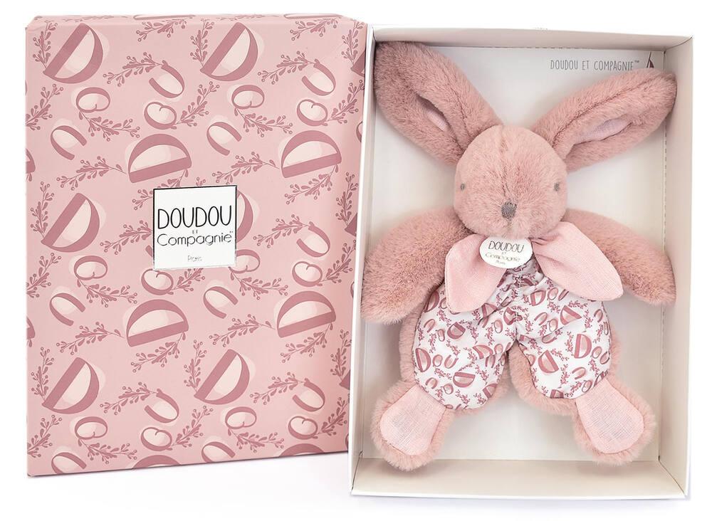 Mousehouse Gifts Doudou Couverture Lapin Rose 34 Cm – Peluche Naissance Fille Avec Hochet Assorti