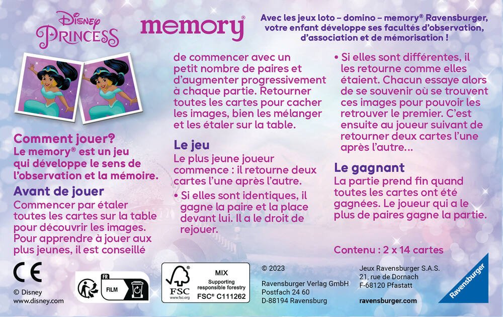 Disney princesses memory®, jeux educatifs