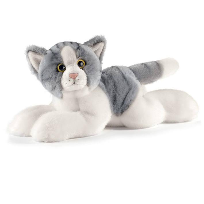 Peluche Chat Gris Blanc Couche 30 Cm Peluche Joueclub Peluche Chat Gris Blanc Couche 30 Cm Peluche Joueclub