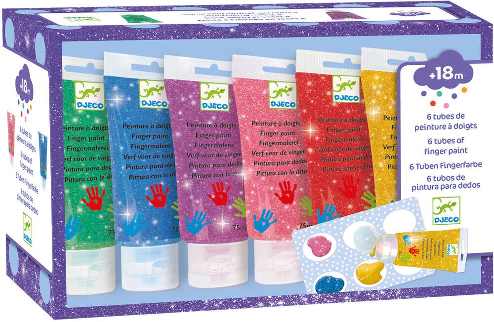 6 tubes de peinture à doigts multicolore Djeco