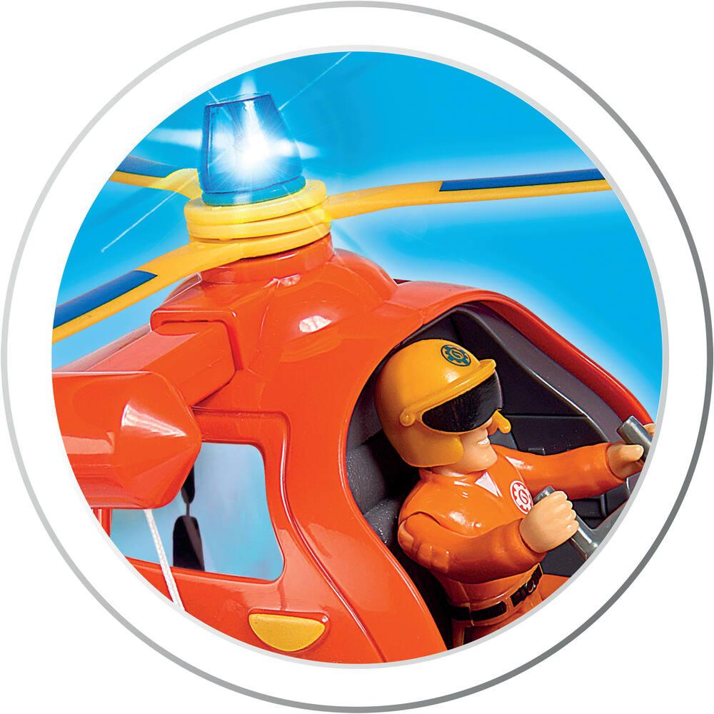 Simba Sam Le Pompier Hélicoptère Wallaby II Avec Lumière Et Rotor Rotatif + 1 Figurine
