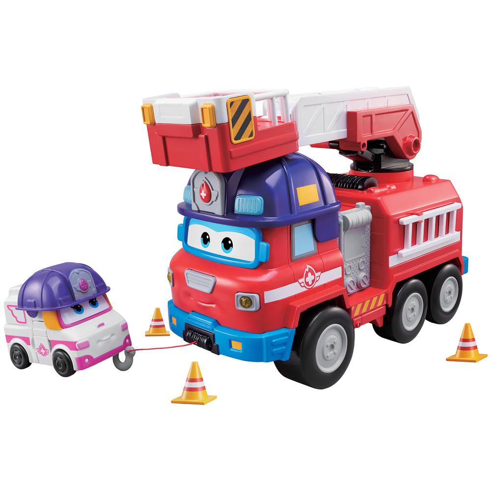 Camion pompier super wings rescue riders + 1 figurine zoey | figurines |  jouéclub