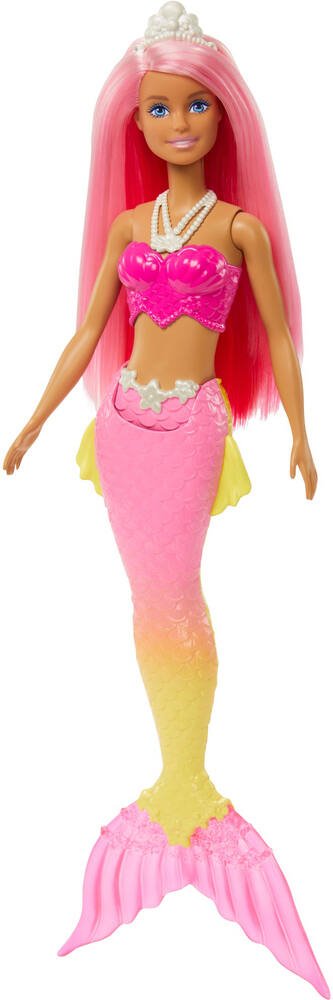 Barbie-dreamtopia-poupee barbie sirene, cheveux roses, poupees
