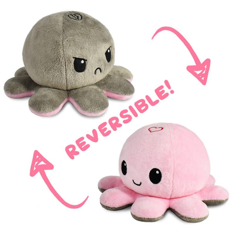 Peluche Octopus Poulpy Pieuvre Mignonne Humeur Reversible Double Face Coeur Et Coeur Brise Peluche Joueclub