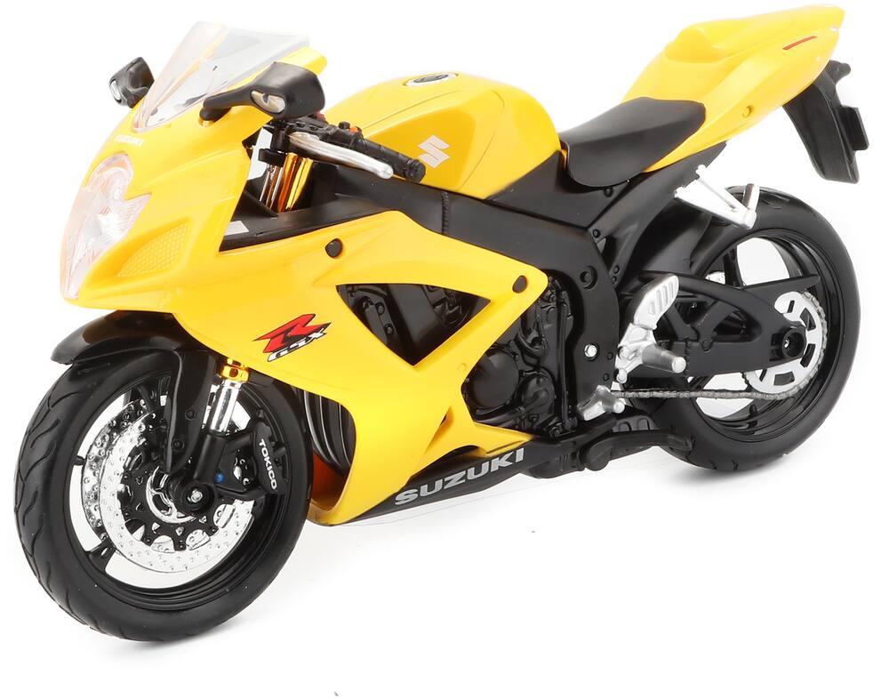 Moto Miniature Alliage 1/12 – Guidon Orientable, Roues Caoutchouc, Couleur Jaune – 11,5 Cm