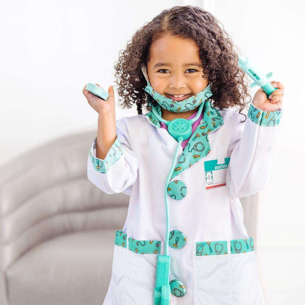 Costume de docteur pour enfants, garçons et filles - Costume de jeu de rôle - Vêtements détaillés lavables en machine - Uniforme de 3 à 8 ans pour jour de carrière, Halloween