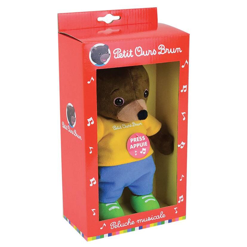 Petit ours brun peluche musicale 22 cm peluche jouéclub