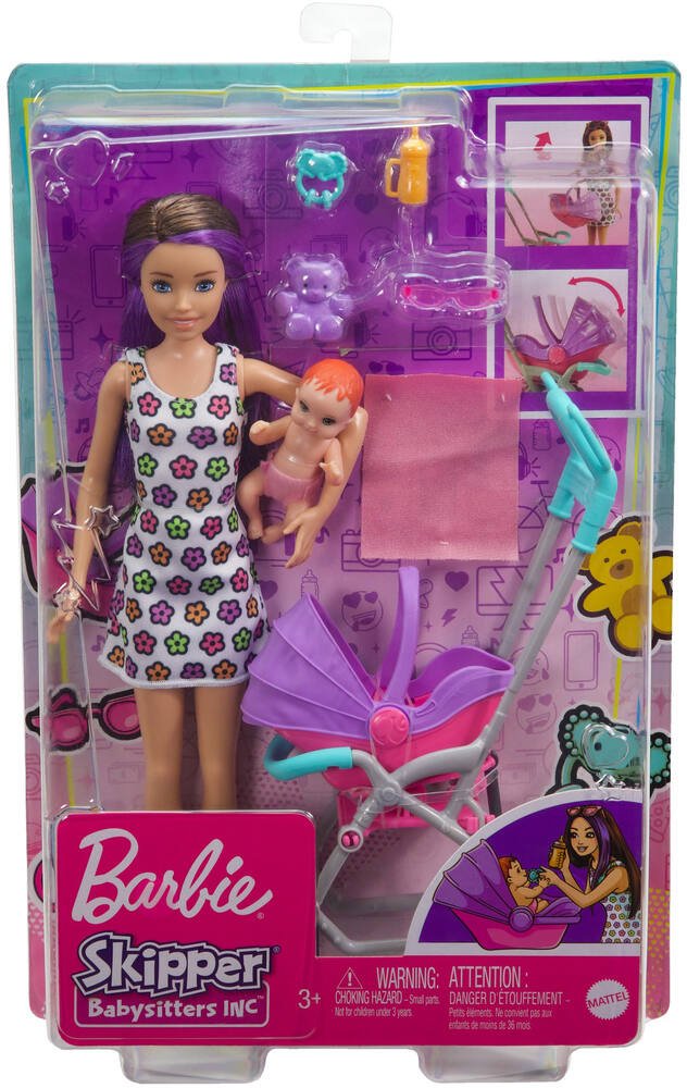 Barbie - coffret babysitter - heure du bain - coffret poupée