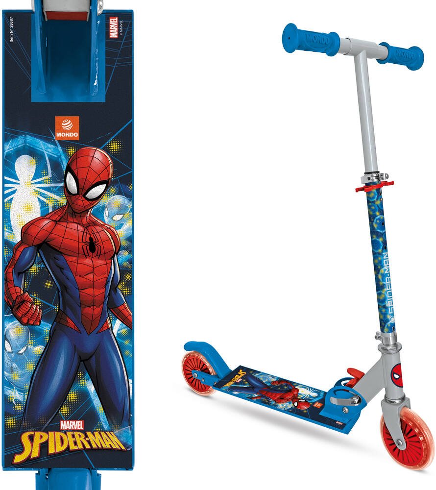 Fais un tour en toute sécurité avec ta patinette 2 roues Spiderman