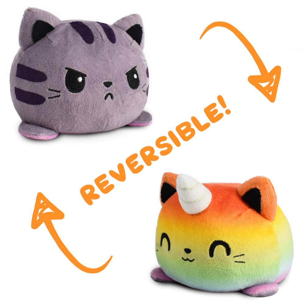 Peluche Chat Licorne Mignon Humeur Reversible Double Face Tigre Arc En Ciel Peluche Joueclub