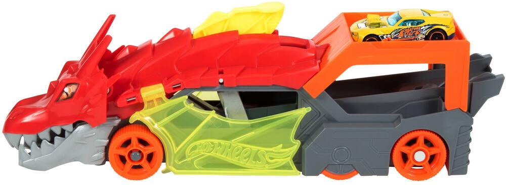 Hot Wheels Camion Transporteur de Petites Voitures et Lanceur, pour Transporter Jusque 14 Petites Voitures, Jouet pour Enfant, CDJ19 Exclusivité sur