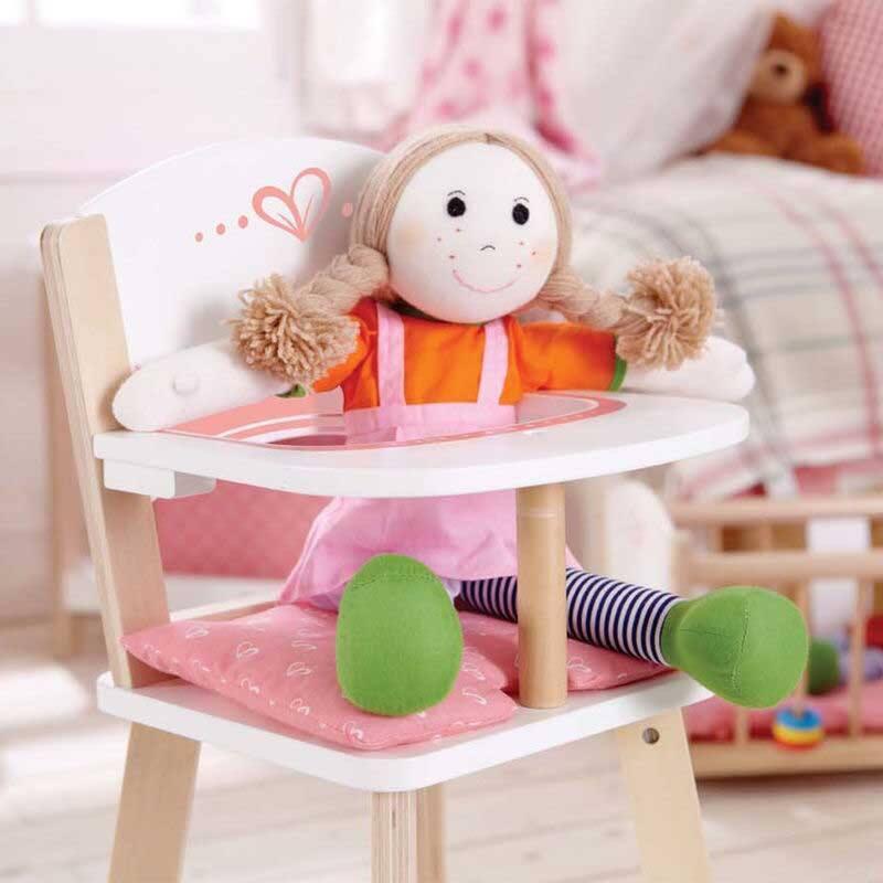 Chaise Haute inclinable et Pliable, oursons - pour Poupee et Poupon - Accessoire Repas - Jeu d'imitation - Set Jouet Fille + Carte