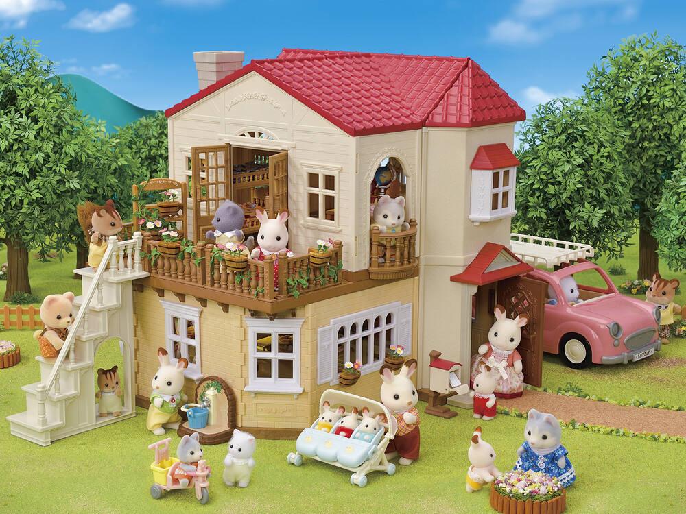 Sylvanian Families – Grande Maison éclairée Et Pièce Secrète – 10 Accessoires – Dès 3 Ans – Réf 5716
