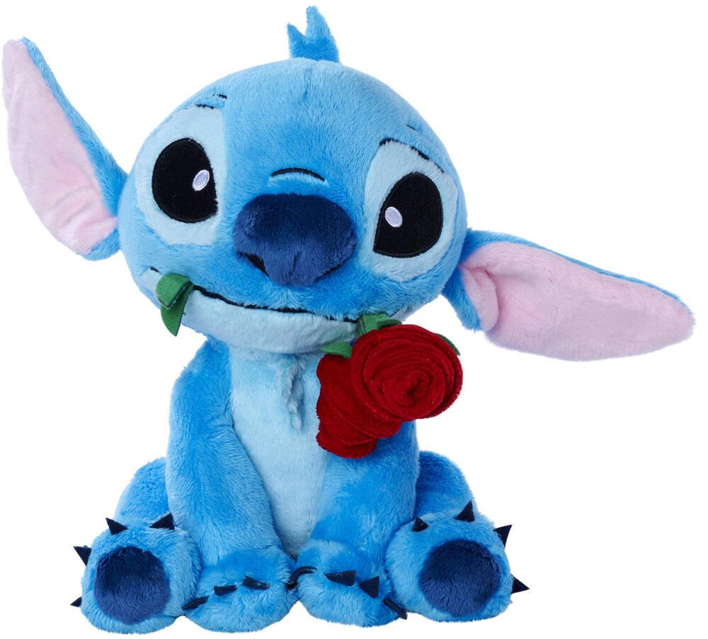 Disney peluche stitch avec rose 25 cm peluche jouéclub