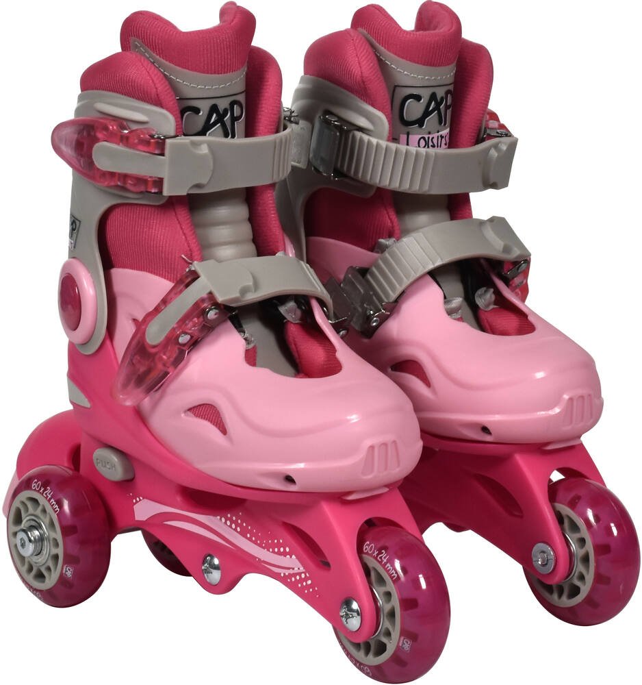 Rollers evolutifs rose avec protections - taille 27-30
