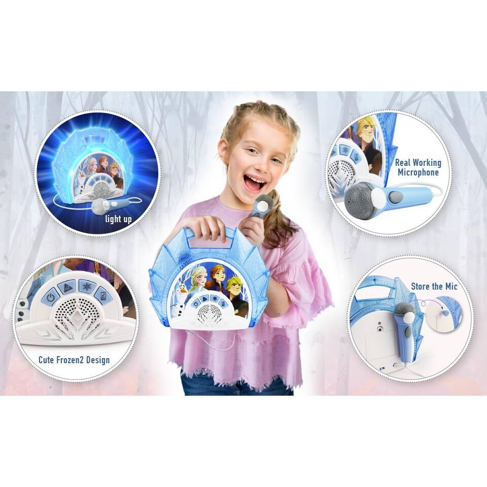 Boombox Karaoké Reine Des Neiges 2 Avec Micro - Effets Lumineux Et Sonores | Pour Enfants, Transportable