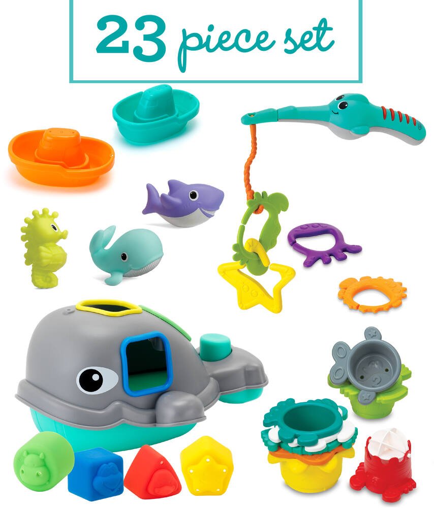 Mega set de bain splish & splash 23 pieces, jouets 1er age