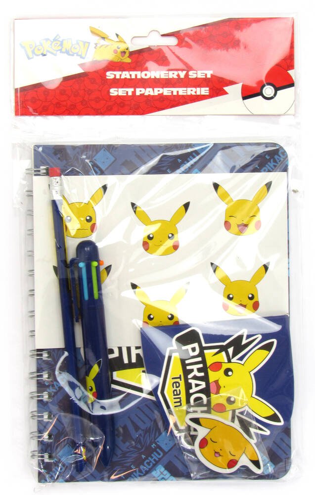 Set carnet + stylo + crayon + stickers Pokemon