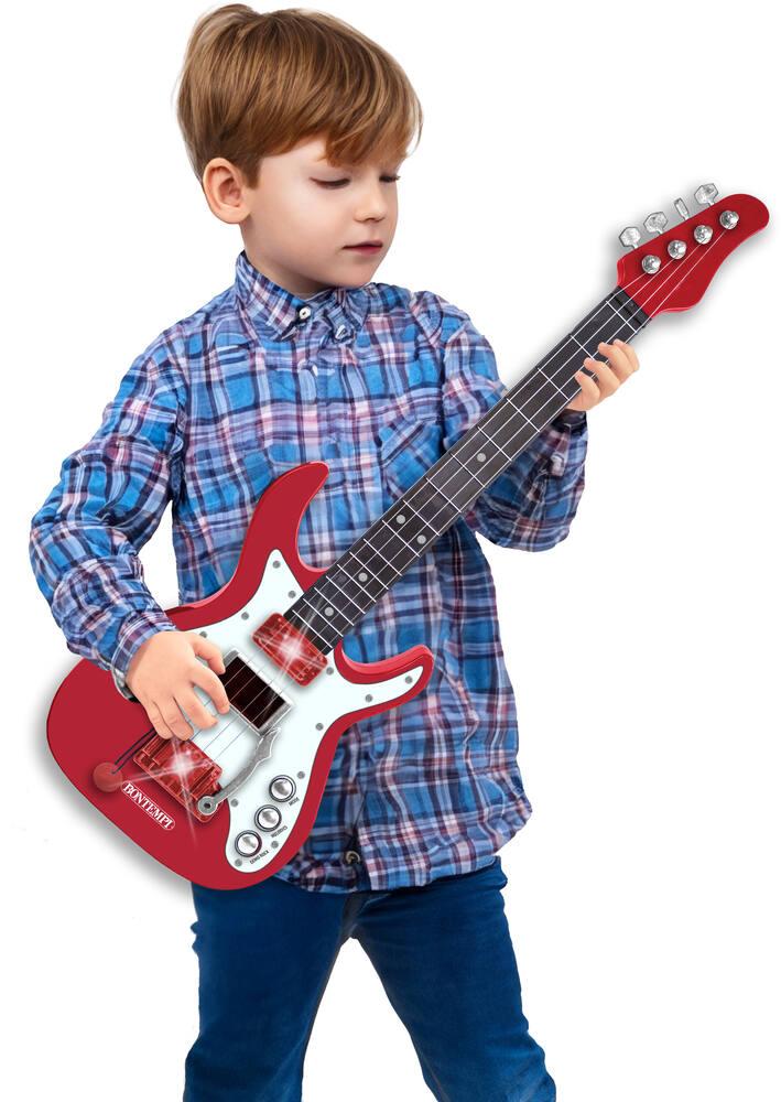 BONTEMPI 46947 Guitare Électrique Enfant Rock 67 Cm - 9 Mélodies + Sangle Réglable - Idéal Dès 5 Ans