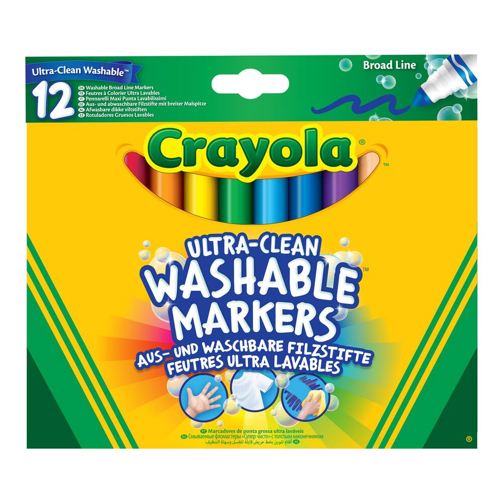 Crayola - 12 feutres a colorier ultra lavables, comme a l'ecole - rentree  scolaire