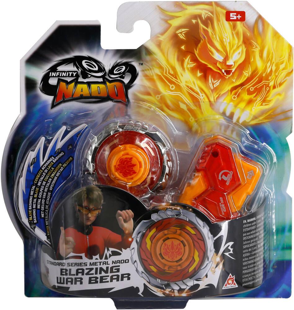 Toupie Métallique INFINITY NADO Avec Lanceur D'épée - Lumineuse - Pour Enfants à Partir De 5 Ans - Modèle Blazing War Bear Rouge