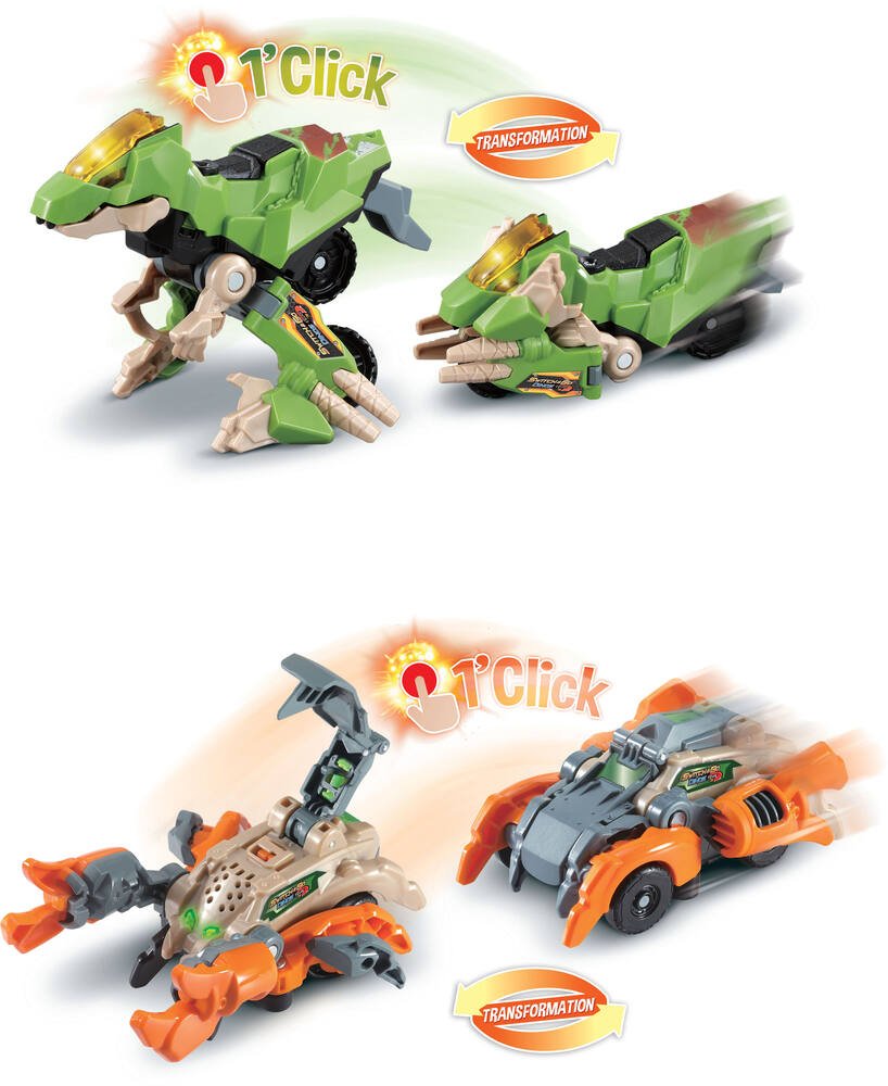 VTech - Jouet dinosaure et voiture - Switch & Go Dinos 1'Click