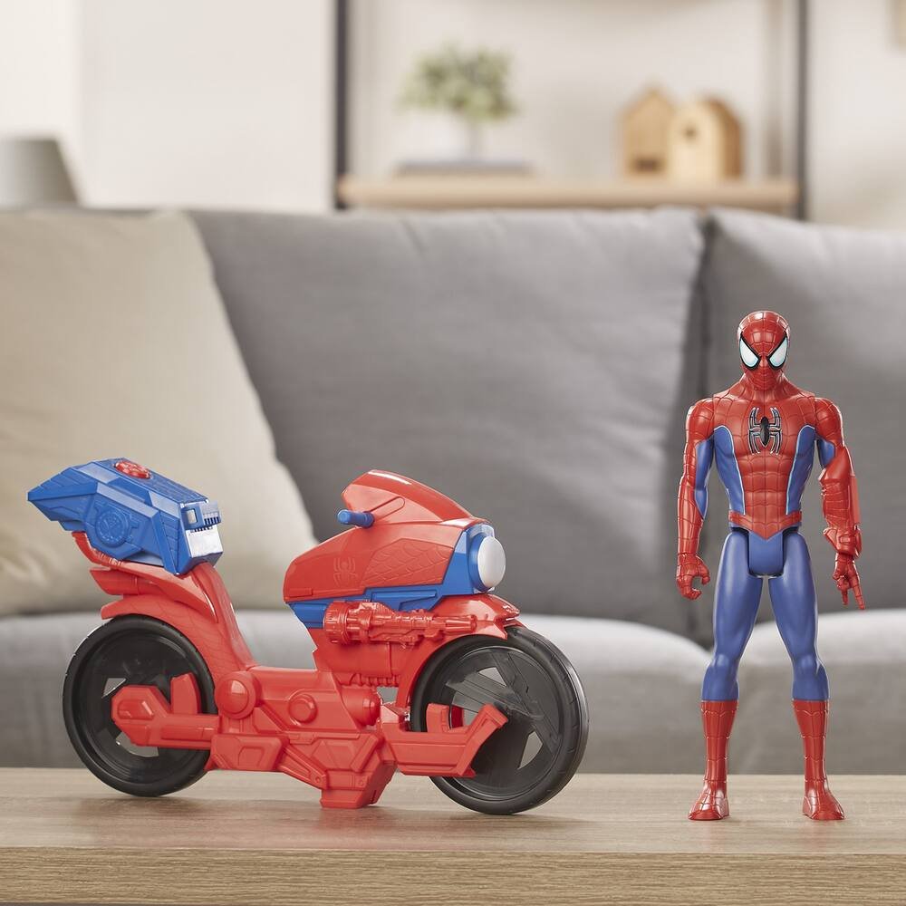 Spider - man - figurine parlante titan + moto, figurines