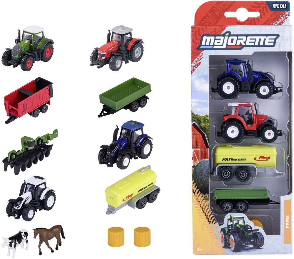 Majorette Voiture De Ferme – 1 Modèle Aléatoire (9-13 Cm) Avec Remorque & Pièces Mobiles – Jouet Métal Roue Libre Dès 3 Ans – 4 Machines Agricoles à Collectionner