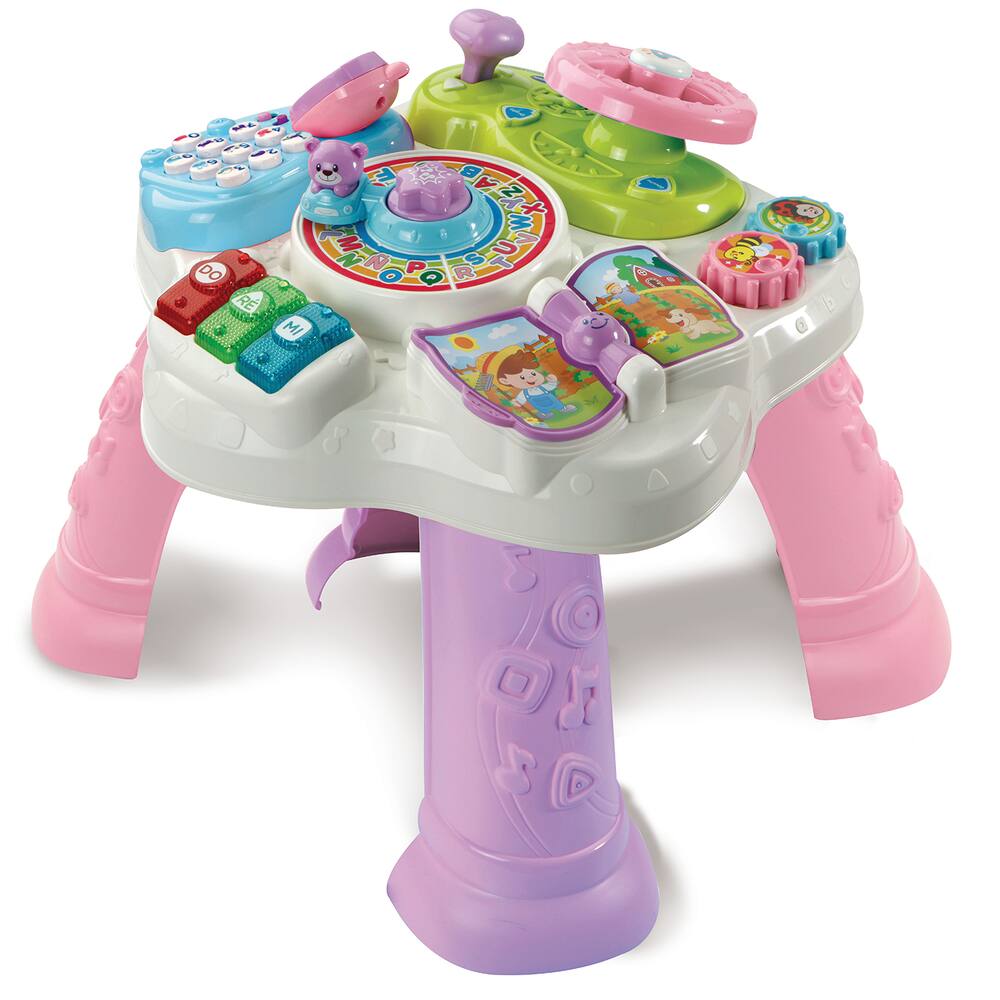 Vtech baby - ma table d'activites bilingue rose, jouets 1er age