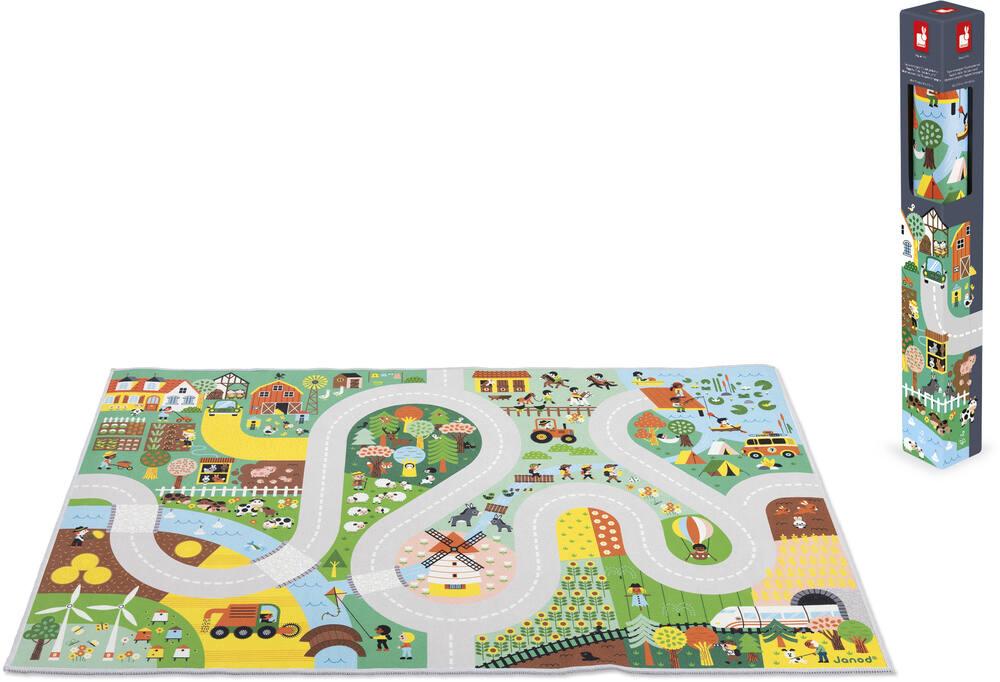 Cross Roads : tapis, véhicules et cubes en bois pour enfant