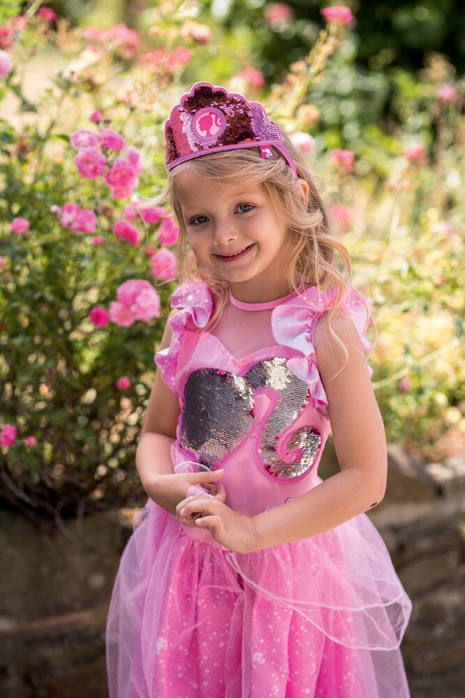 Déguisement Barbie Princesse, Fille, Rose (Robe, Veste Et Diadème) chez  DeguizFe…
