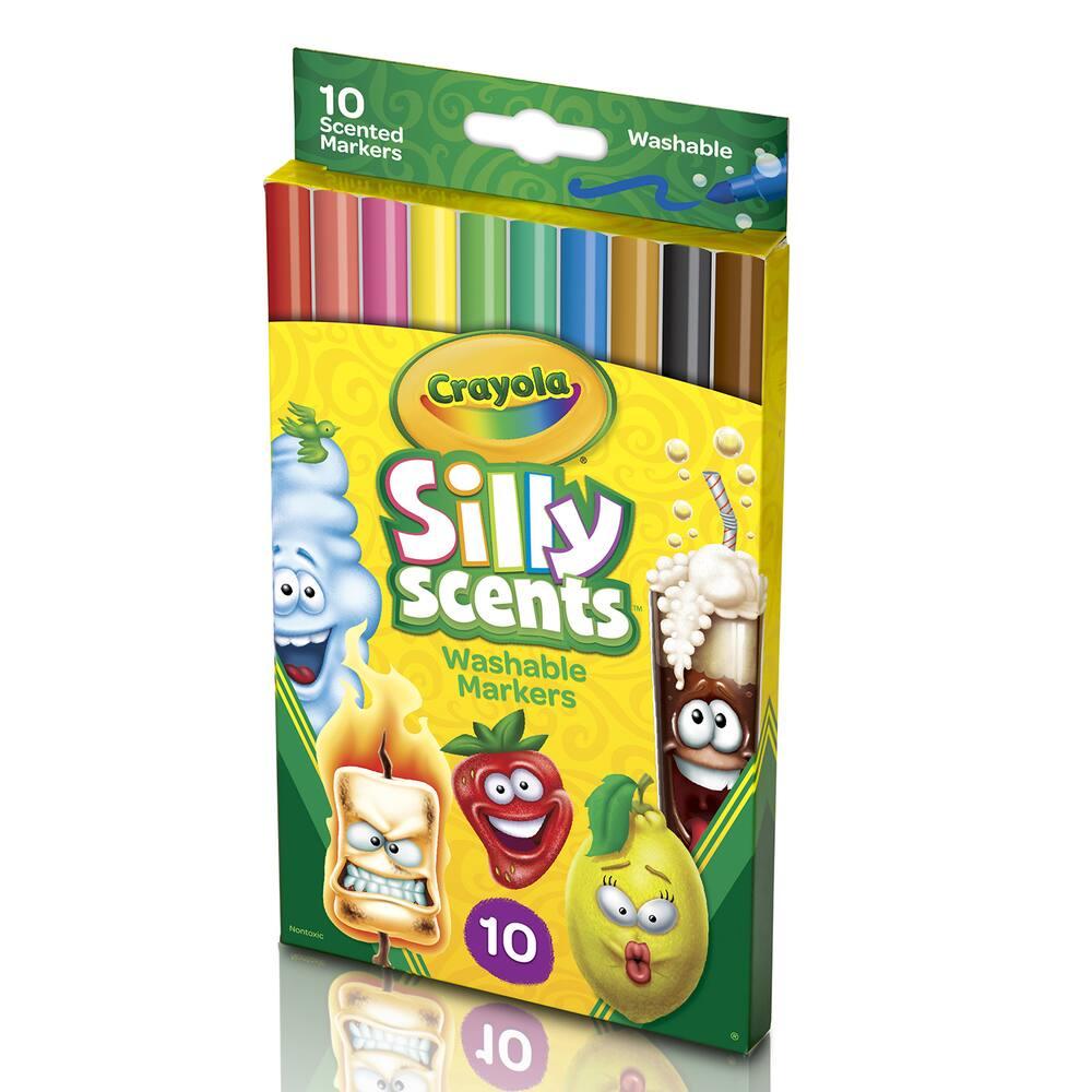 Crayola Silly Scents – 10 Feutres Lavables Parfumés – Pointes Fines – Version Anglaise