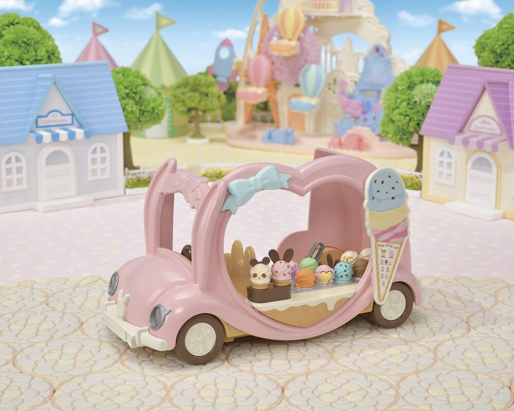 Sylvanian Families – Camion Glaces Ambulant – 30+ Accessoires – Vitrine Amovible – Pour Figurines 3 Ans Et +