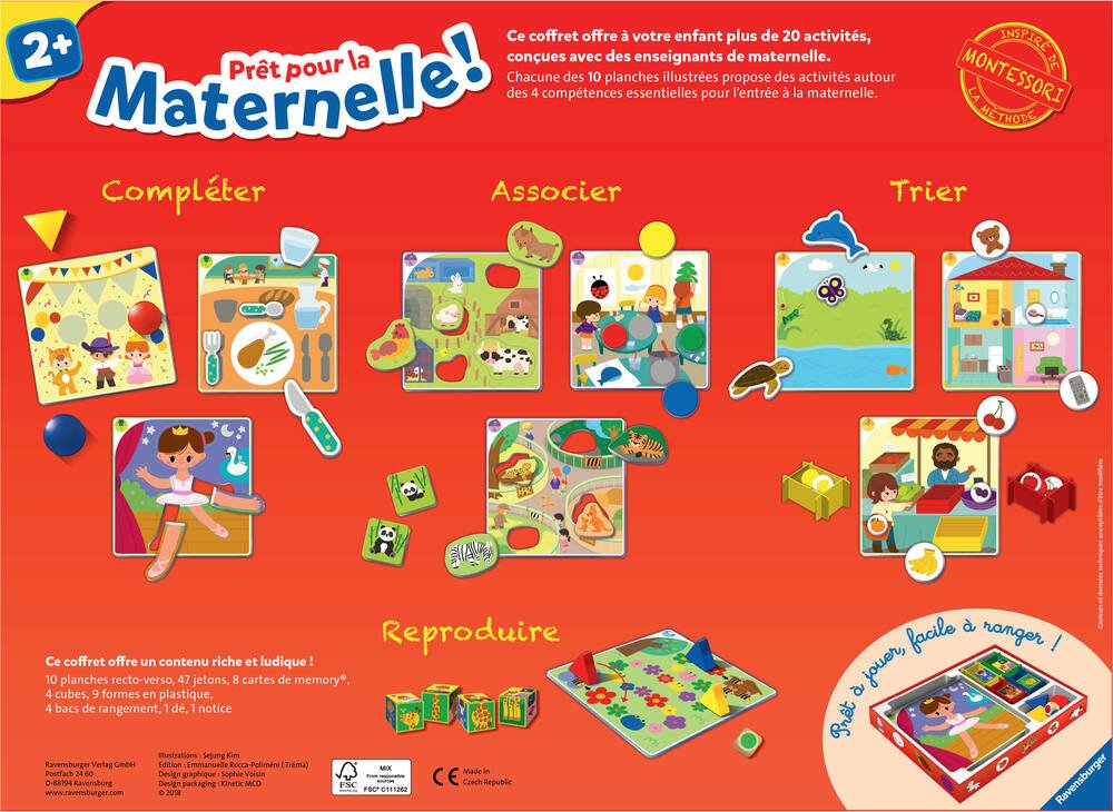 Pret pour l'ecole maternelle 20 activites inspires Montessori - Motricite  fine, formes et couleurs, raisonnement - Jeux educatifs - Enfant 2 ans
