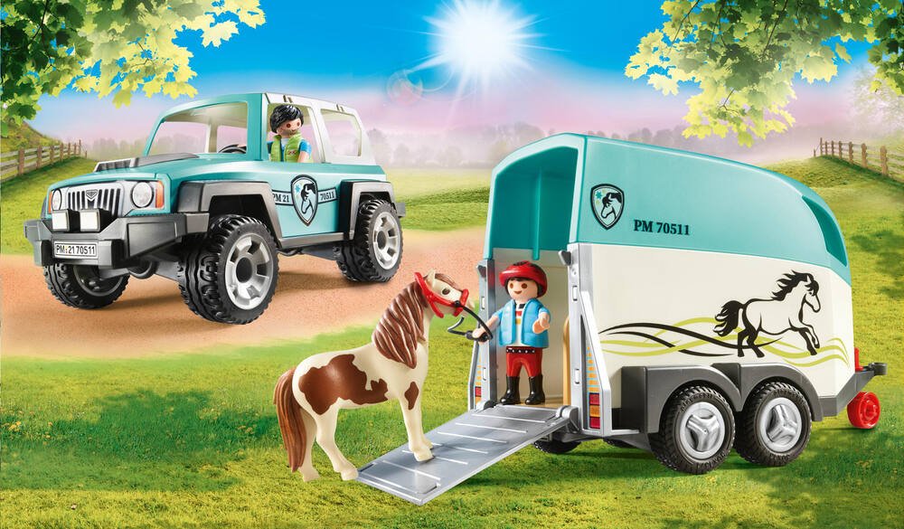 Playmobil 70511 Voiture et Van pour Poney 
