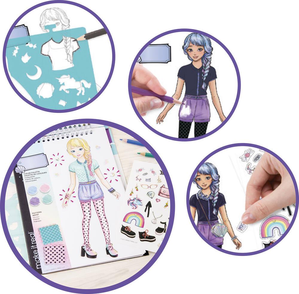Make It Real Juicy Couture Carnet De Croquis Avec Pochoirs Et Autocollants Pour La Créativité – Kit De Créateur De Mode Pour Enfants – Cadeaux Pour Filles
