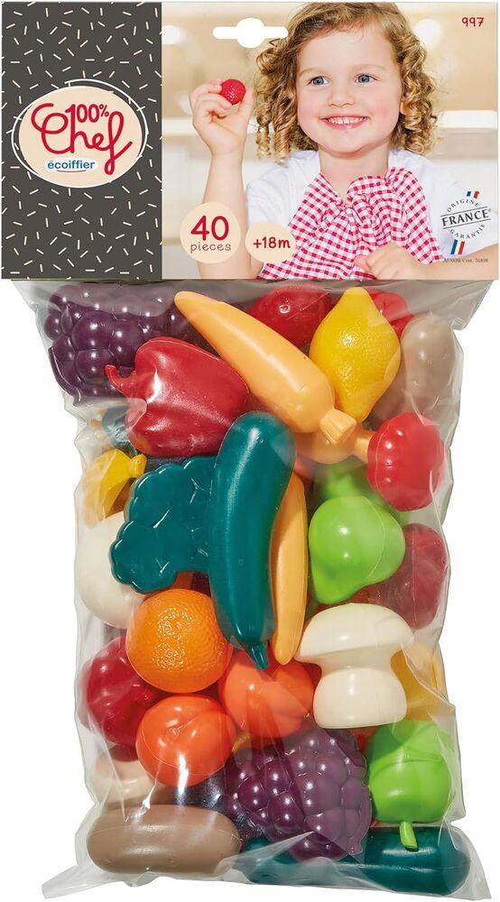 Ecoiffier - Marchande Roulante 100% Chef Avec Balance, Terminal CB, Fruits Et Légumes - Jeu D'imitation Dès 18 Mois - Fabriqué En France