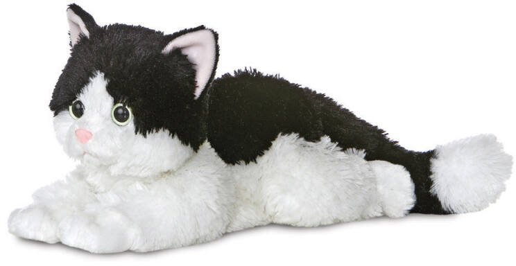 Peluche chat noir et blanc 18 cm