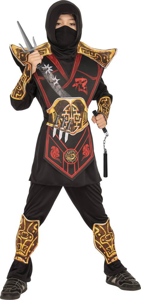Costume Ninja Deluxe Complet Accessoires Costume Ninja Enfant Deluxe - Ensemble Complet Avec Tunique Dorée Pour Halloween Et Jeux Jeux Enfant 4 Ans