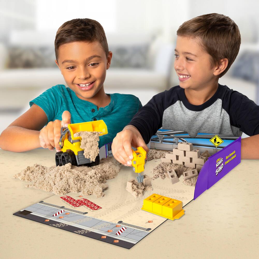 Kit Sable Cinétique 1 Kg – Bac à Sable Magique Avec Camion Et Moules – Cadeau Anniversaire Enfant