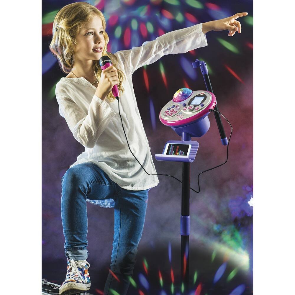 VTech – Kidi SuperStar LightShow Rose, Micro Karaoké Enfant avec Boule  Disco, Possibilité D'Effacer La Voix Du Chanteur – 6/12 ans – Version FR :  : Jeux et Jouets