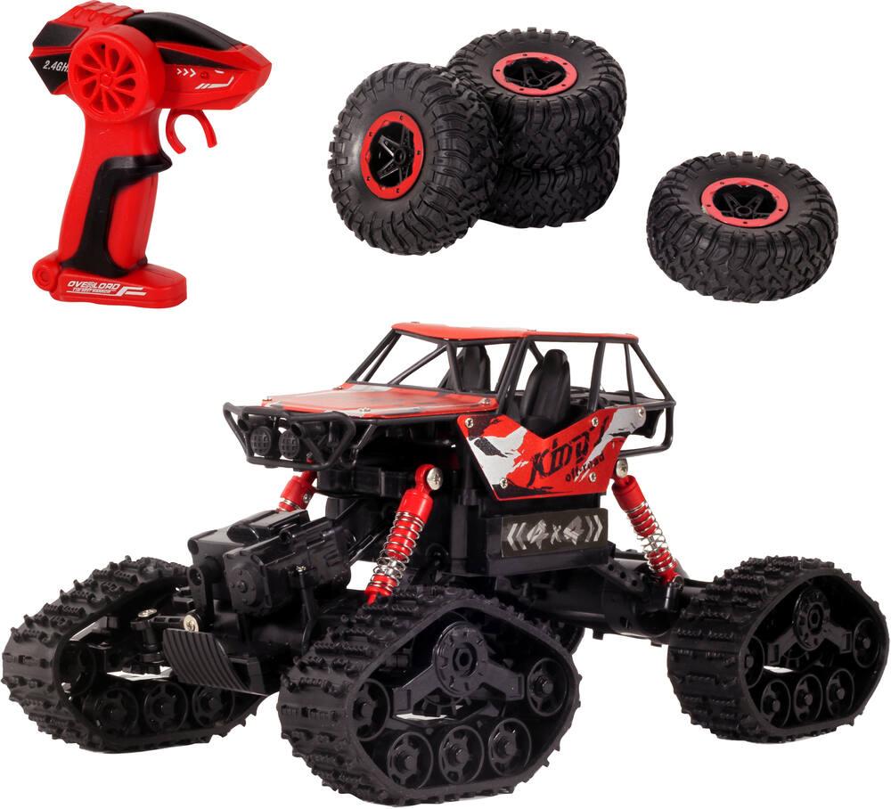 Turbo challenge 1 16 voiture radiocommandee extreme 4x4 chenilles et roues interchangeables vehicules garages joueclub